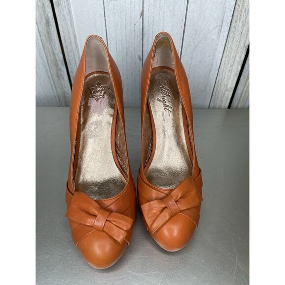Miss Albright Anthropologie Bow Pump Heels Orange Size 8.5 - Picture 2 of 6